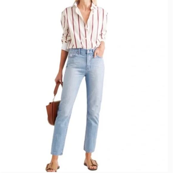 Madewell Women's 25 Blue Denim Perfect Summer Jean Tapered Medium Wash Mid Rise - Picture 1 of 7